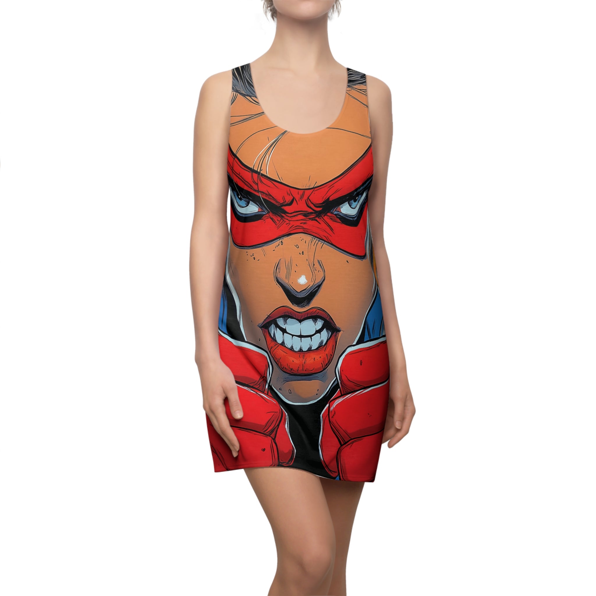 Super Hardy Heather Women's Cut & Sew Racerback Dress (AOP)