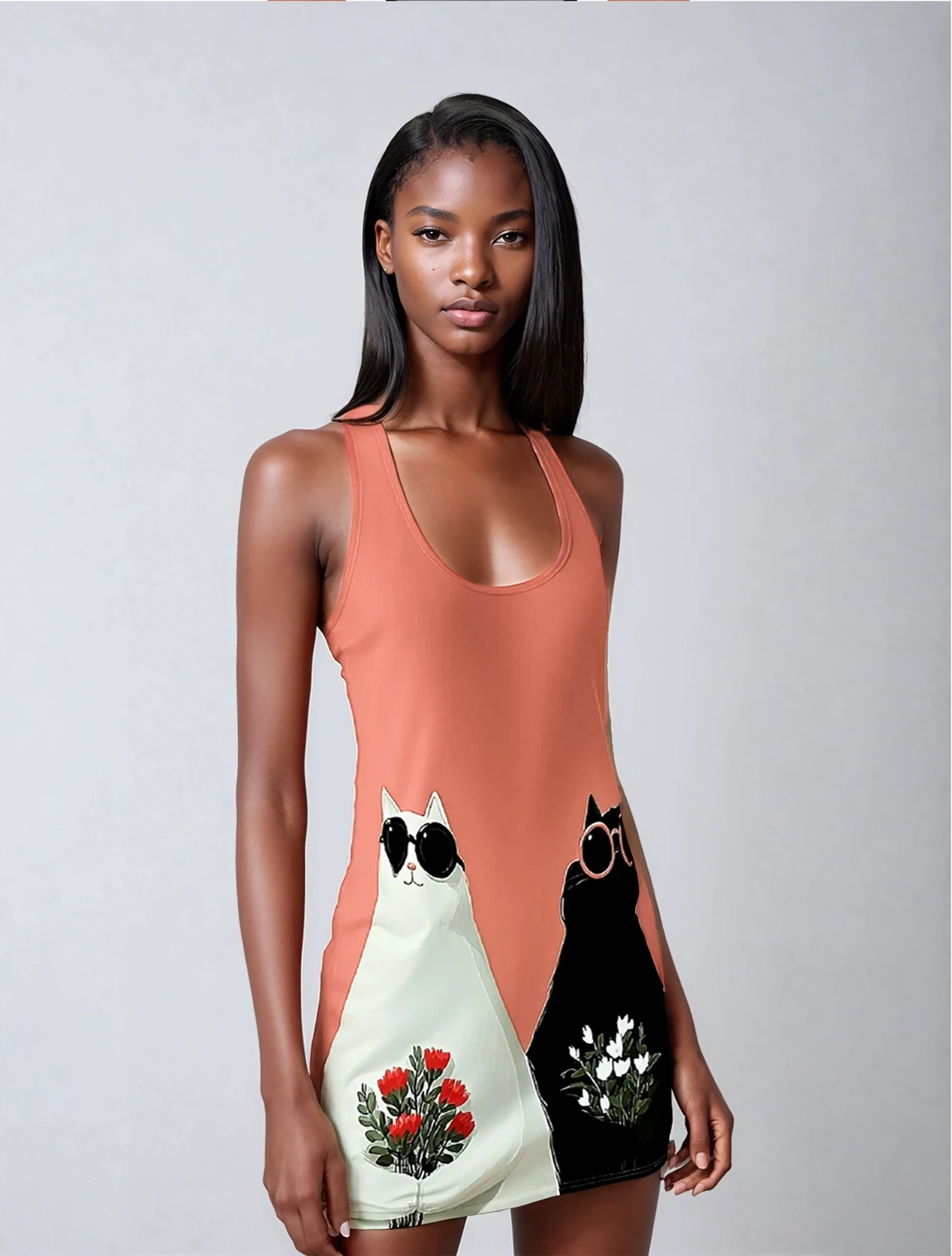 Sunny Days Bring Blooms Aplenty Women's Cut & Sew Racerback Dress (AOP)