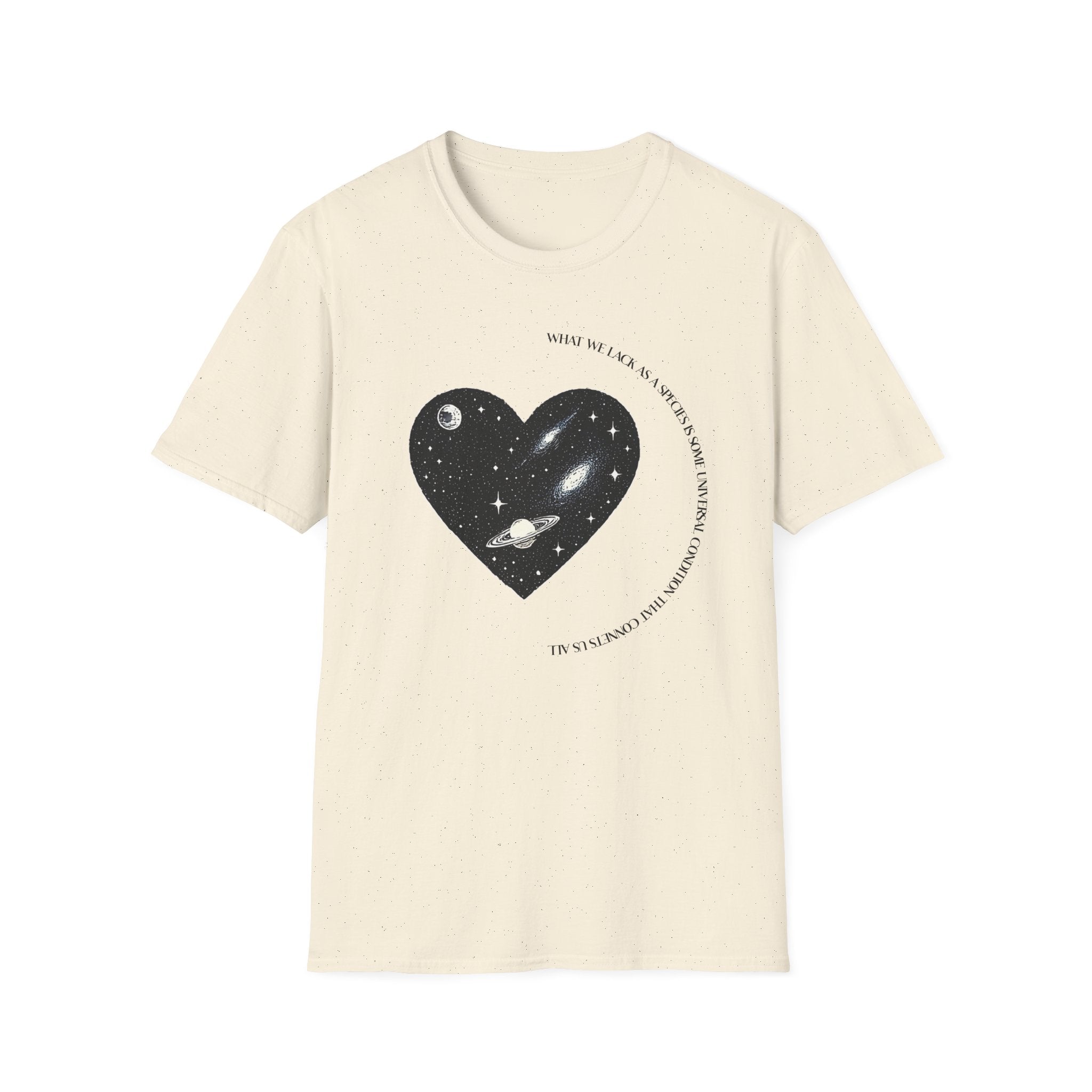 The Very Real Cosmic Connection — Heart Nebula Graphic Tee with Black Text