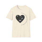 The Very Real Cosmic Connection — Heart Nebula Graphic Tee with Black Text