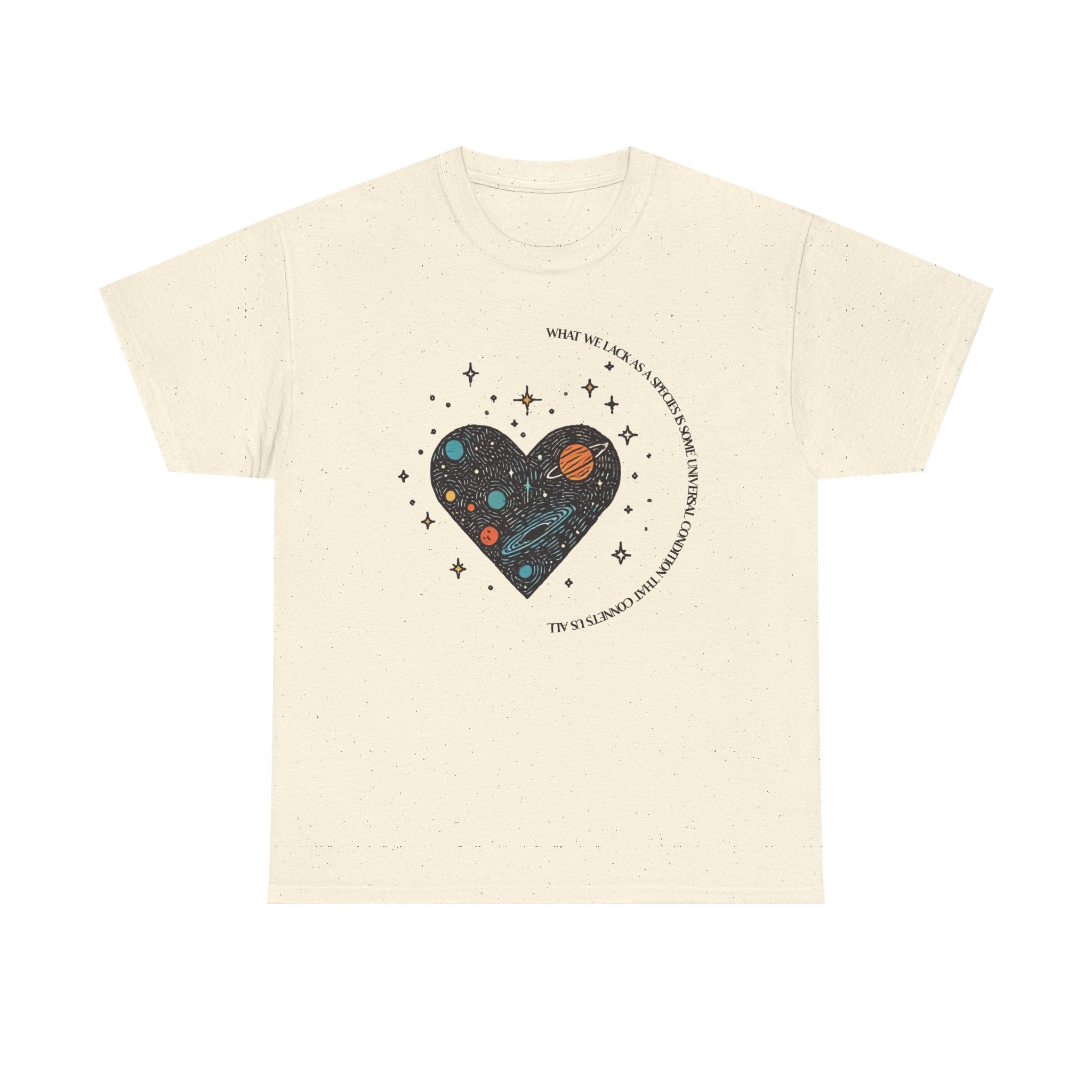 The Very Real Cosmic Connection — Heart Nebula Graphic Tee with Black Text
