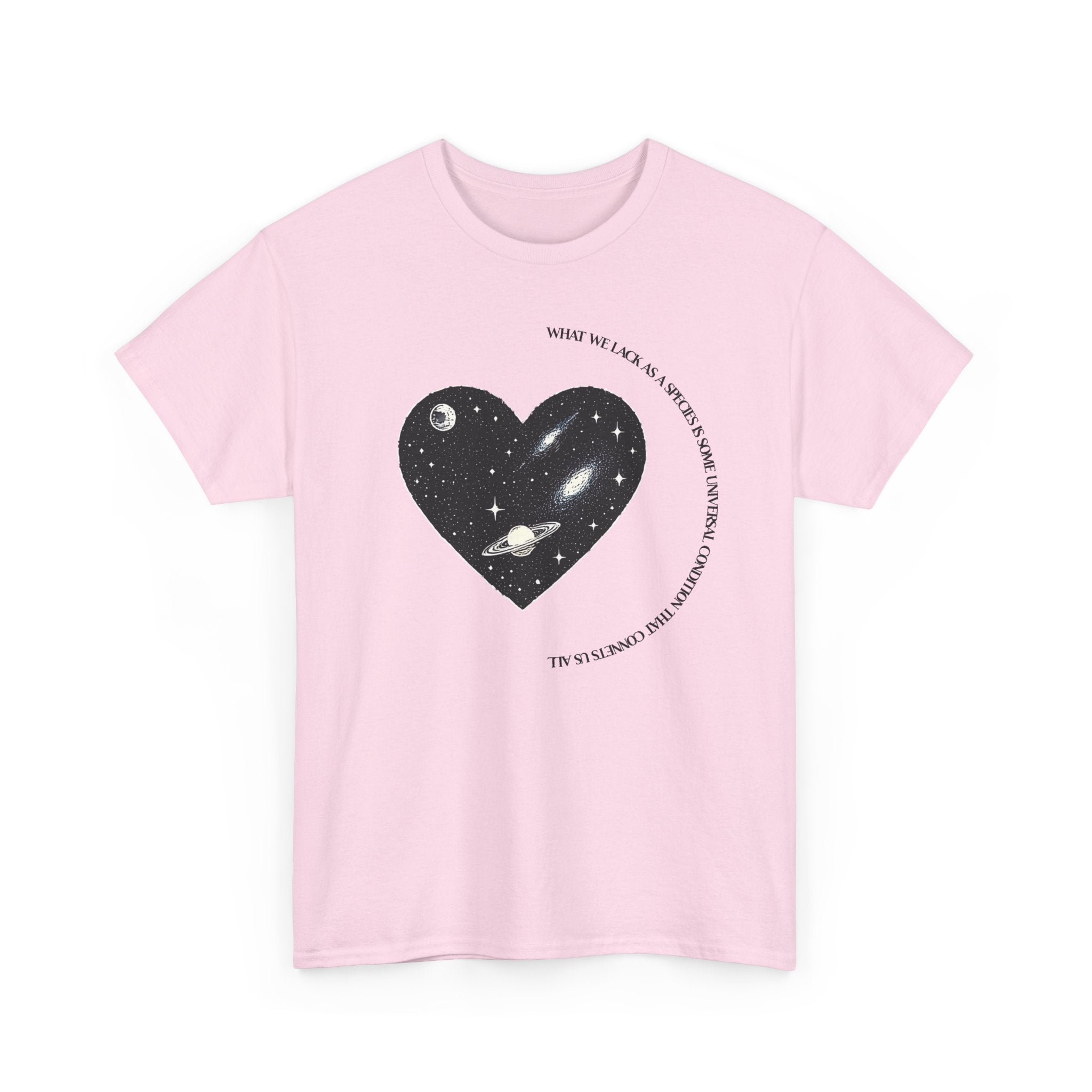 The Very Real Cosmic Connection — Heart Nebula Graphic Tee with Black Text