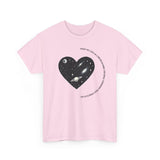 The Very Real Cosmic Connection — Heart Nebula Graphic Tee with Black Text