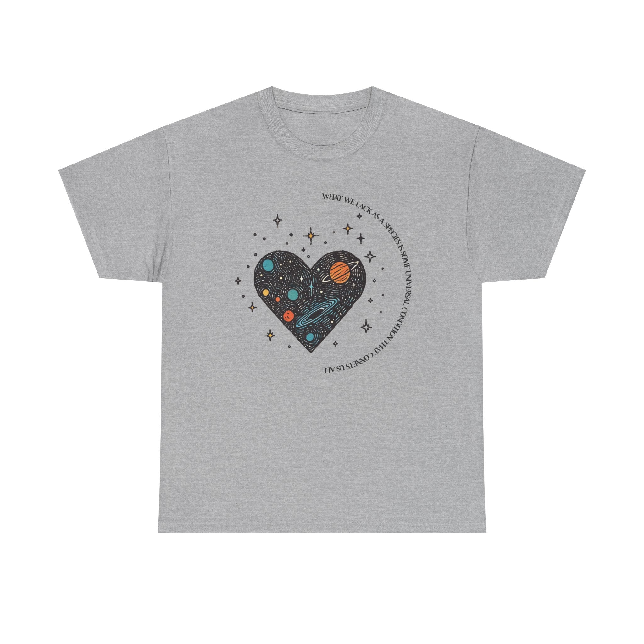 The Very Real Cosmic Connection — Heart Nebula Graphic Tee with Black Text