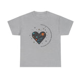 The Very Real Cosmic Connection — Heart Nebula Graphic Tee with Black Text