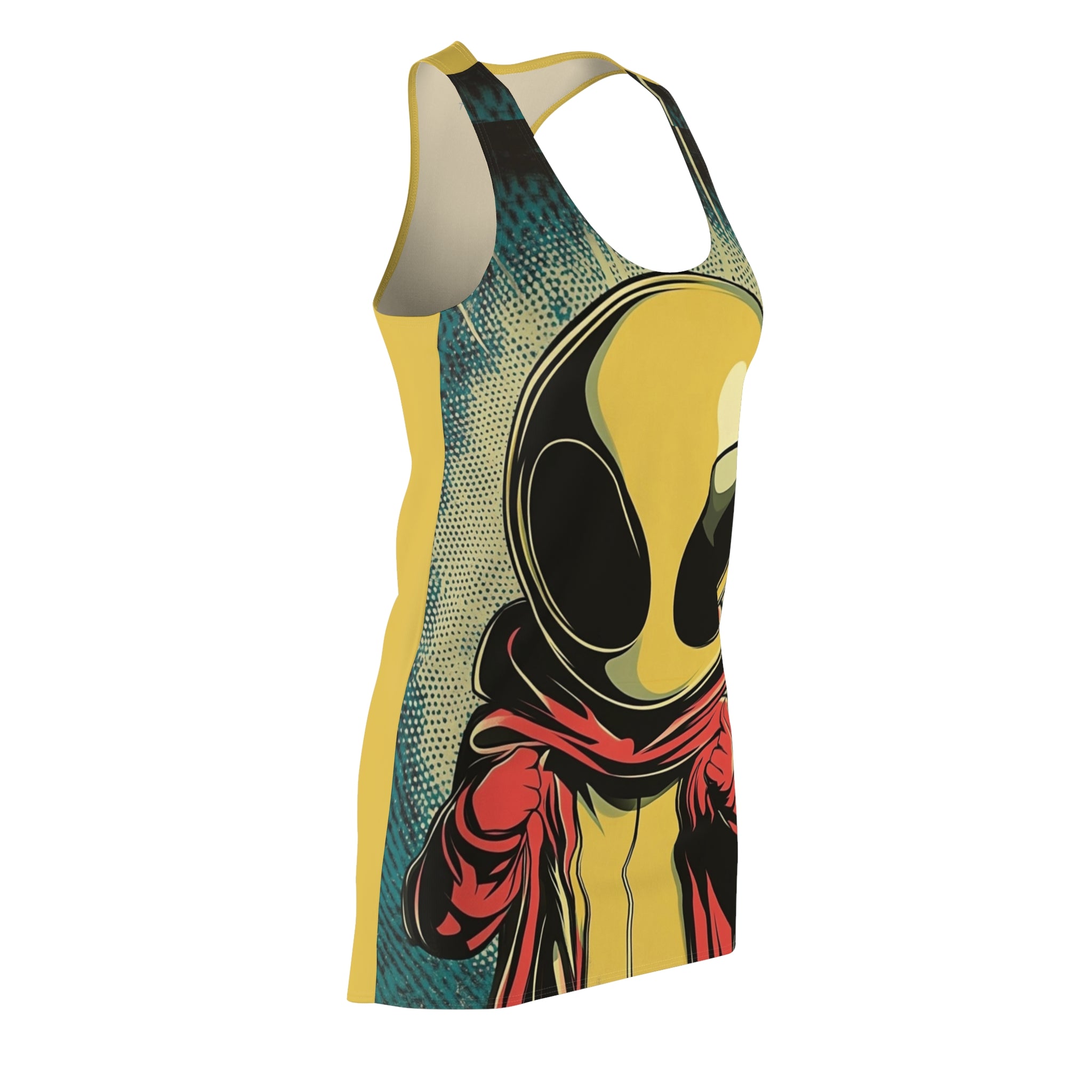 Little Red Hoodie Alien Women's Cut & Sew Racerback Dress (AOP)