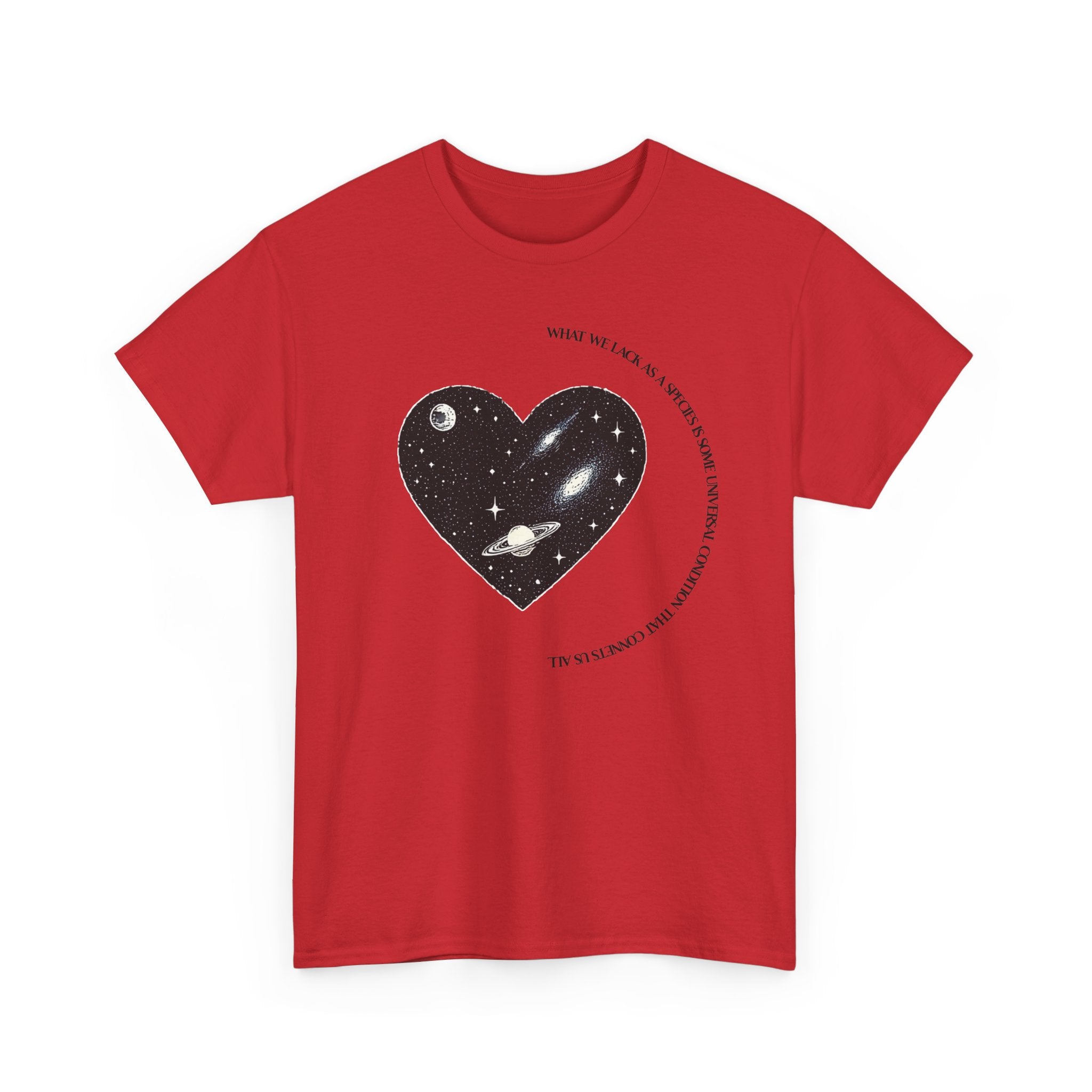 The Very Real Cosmic Connection — Heart Nebula Graphic Tee with Black Text