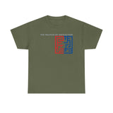 The Politics of Distraction Maze Tee — Red & Blue Graphic T-Shirt