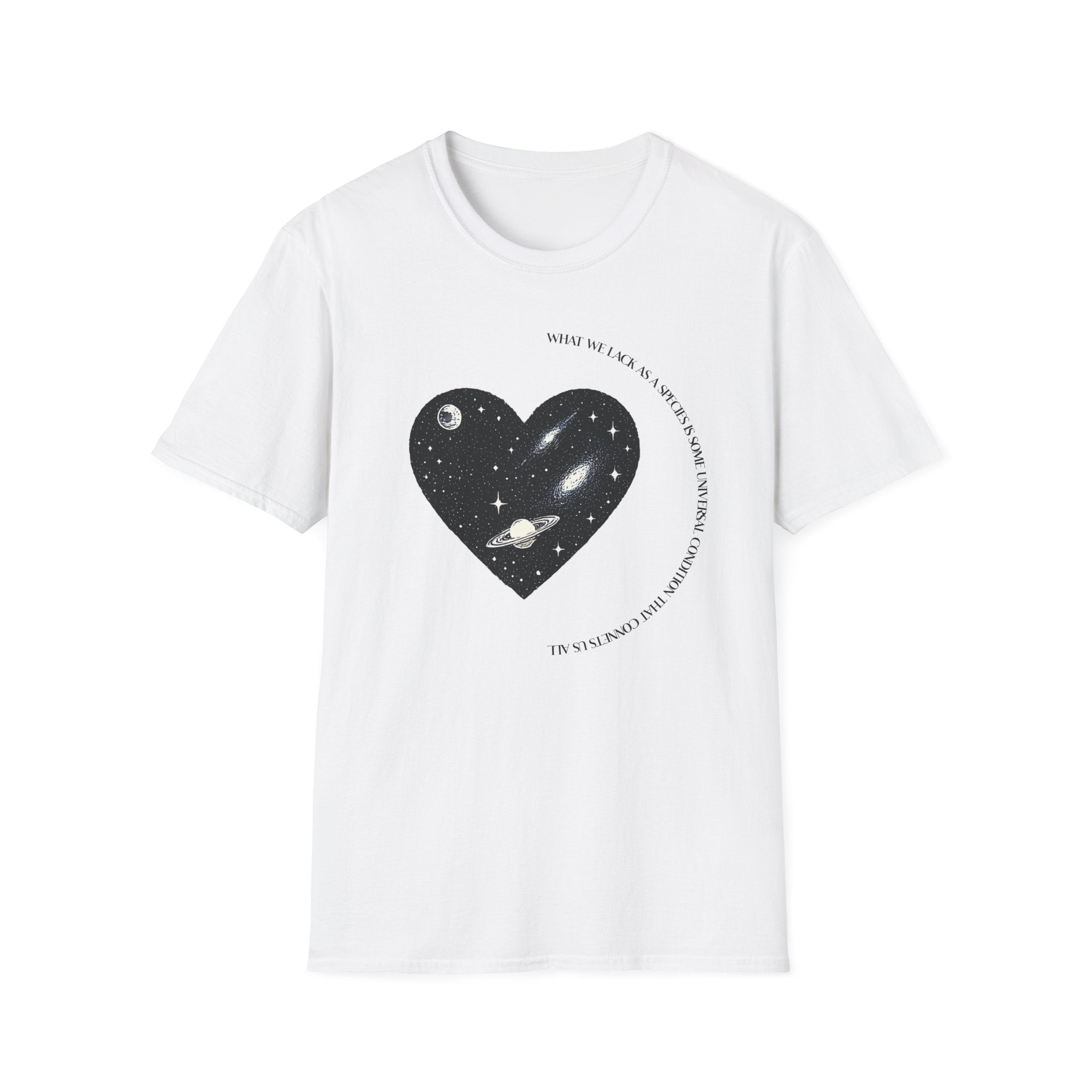 The Very Real Cosmic Connection — Heart Nebula Graphic Tee with Black Text