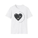 The Very Real Cosmic Connection — Heart Nebula Graphic Tee with Black Text
