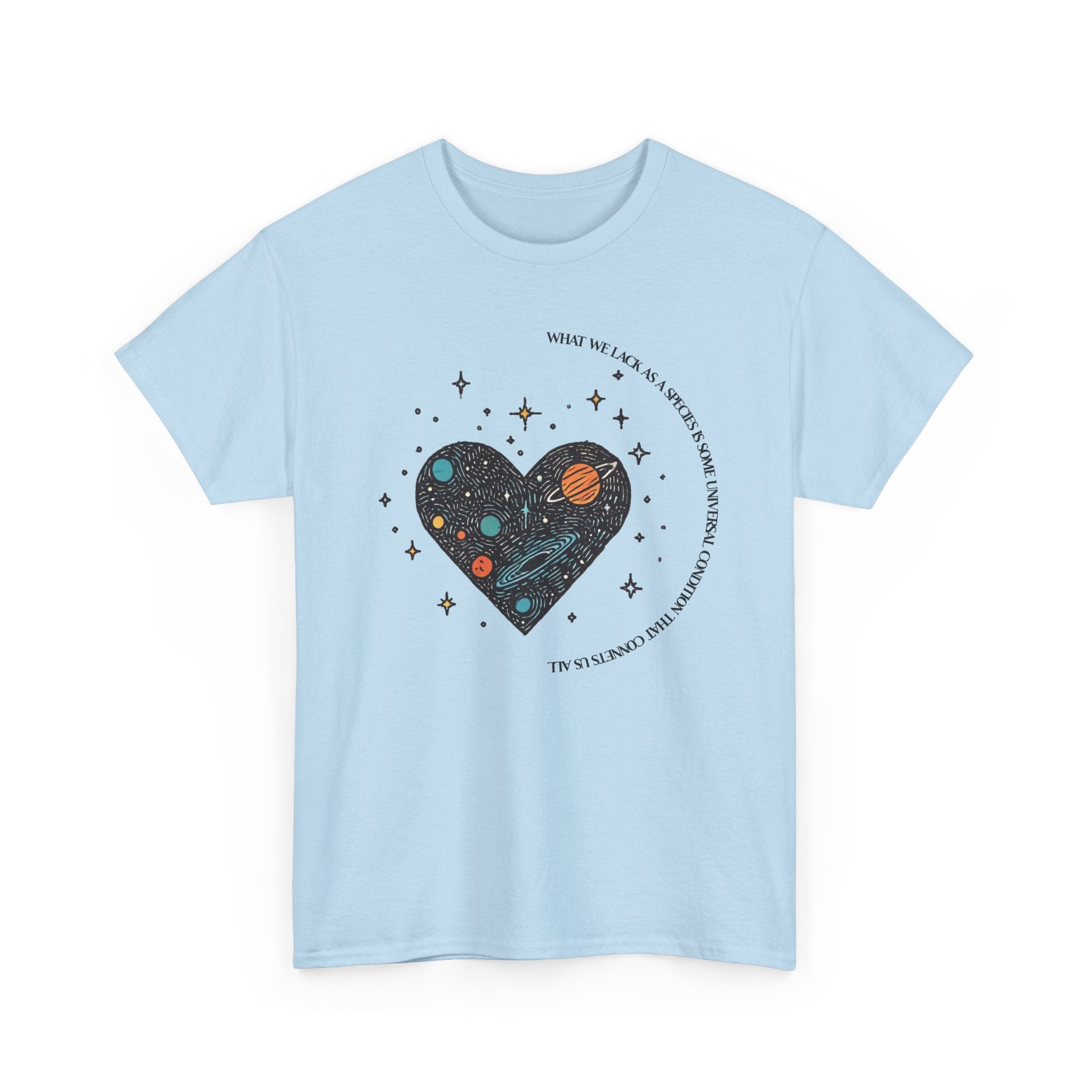 The Very Real Cosmic Connection — Heart Nebula Graphic Tee with Black Text