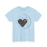 The Very Real Cosmic Connection — Heart Nebula Graphic Tee with Black Text