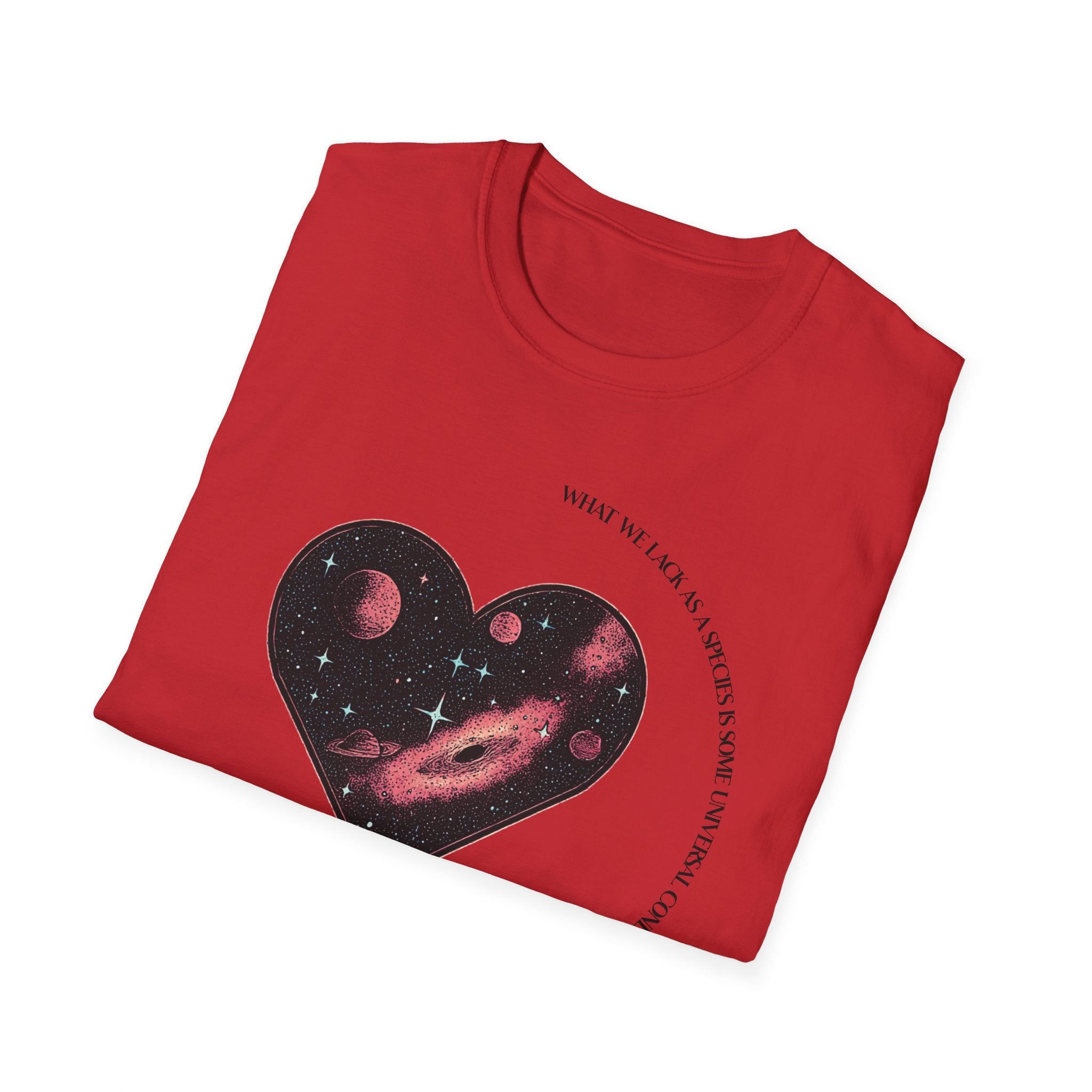 The Very Real Cosmic Connection — Heart Nebula Graphic Tee with Black Text