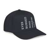"Ever Burgeoning Possibility" Vertical Text Embroidered Hat