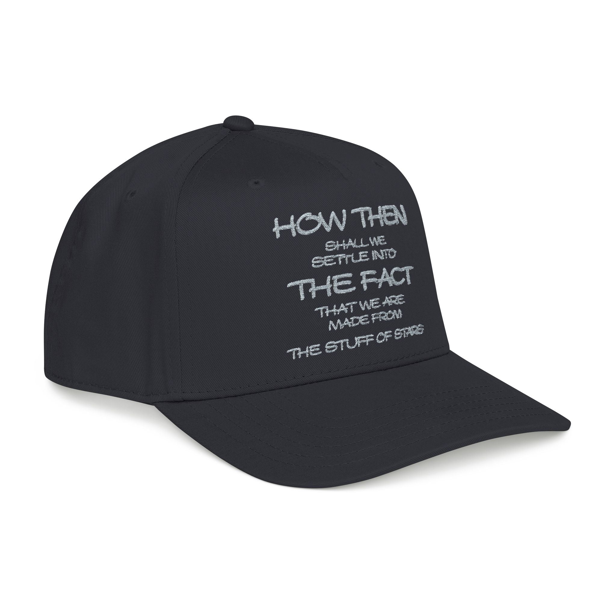 "How Then Shall We Settle Into the Fact that we are made of star stuff." Embroidered Baseball Cap