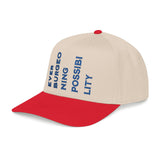 "Ever Burgeoning Possibility" Vertical Text Embroidered Hat