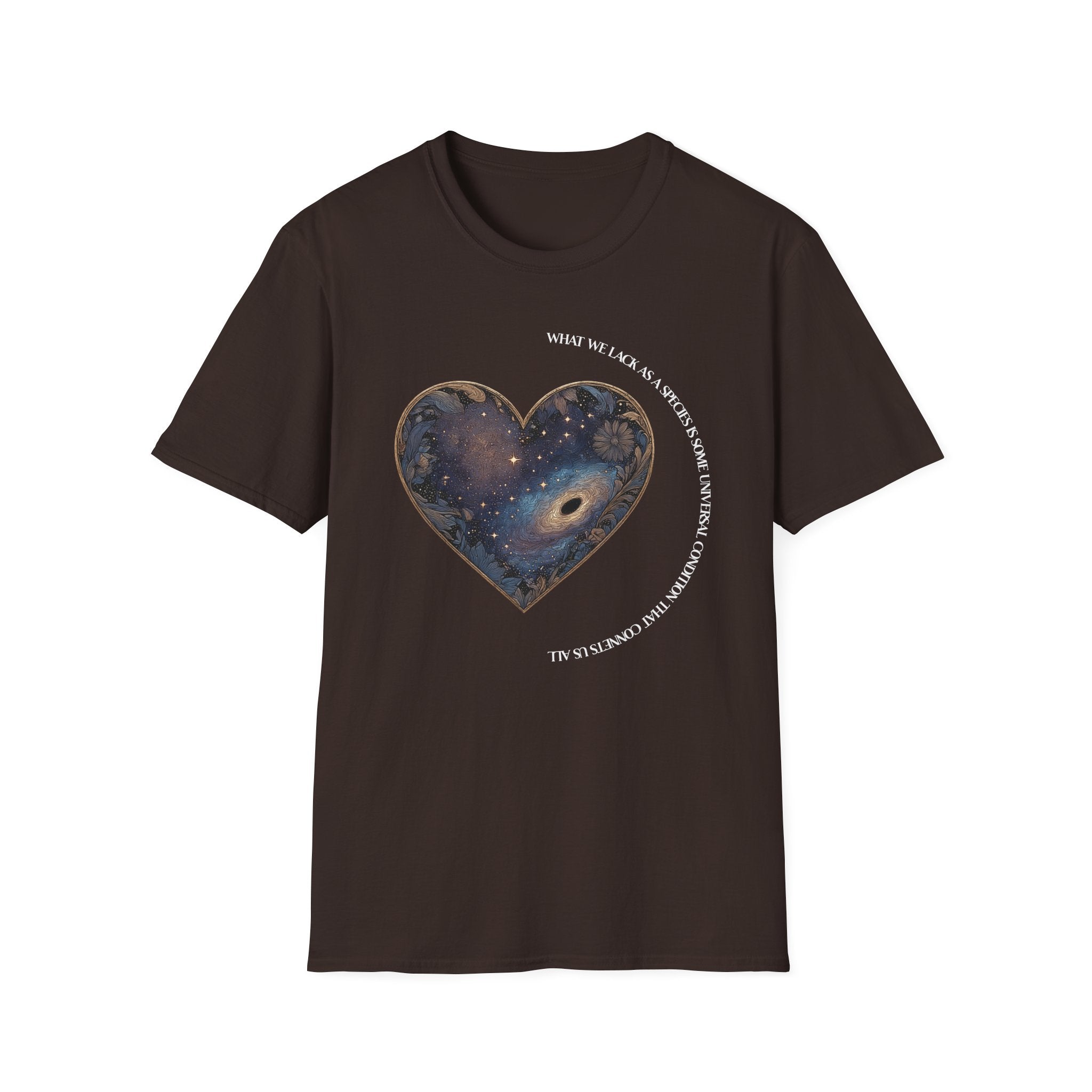 The Very Real Cosmic Connection — Heart Nebula Graphic Tee with White Text