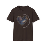 The Very Real Cosmic Connection — Heart Nebula Graphic Tee with White Text