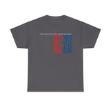 The Politics of Distraction Maze Tee — Red & Blue Graphic T-Shirt