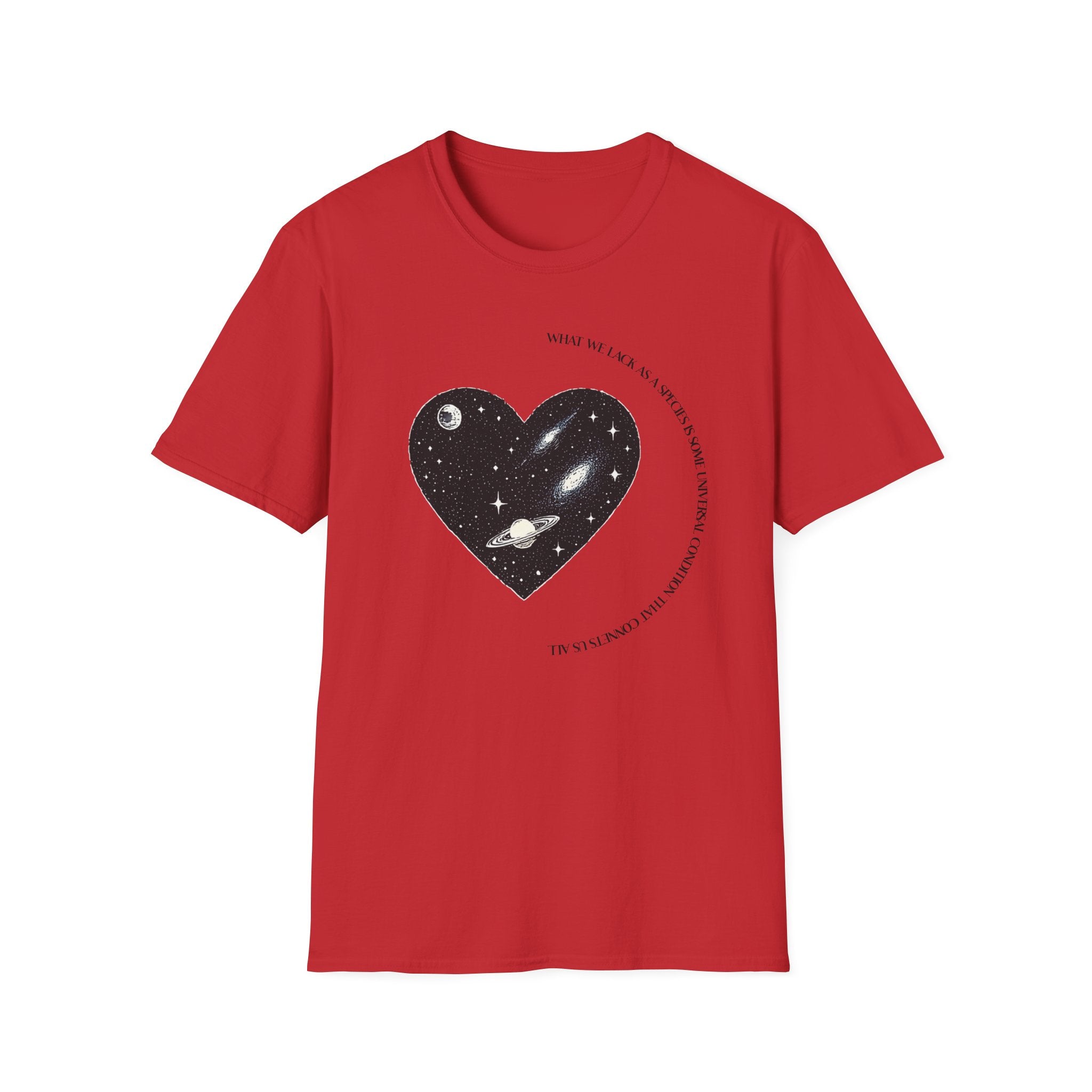 The Very Real Cosmic Connection — Heart Nebula Graphic Tee with Black Text