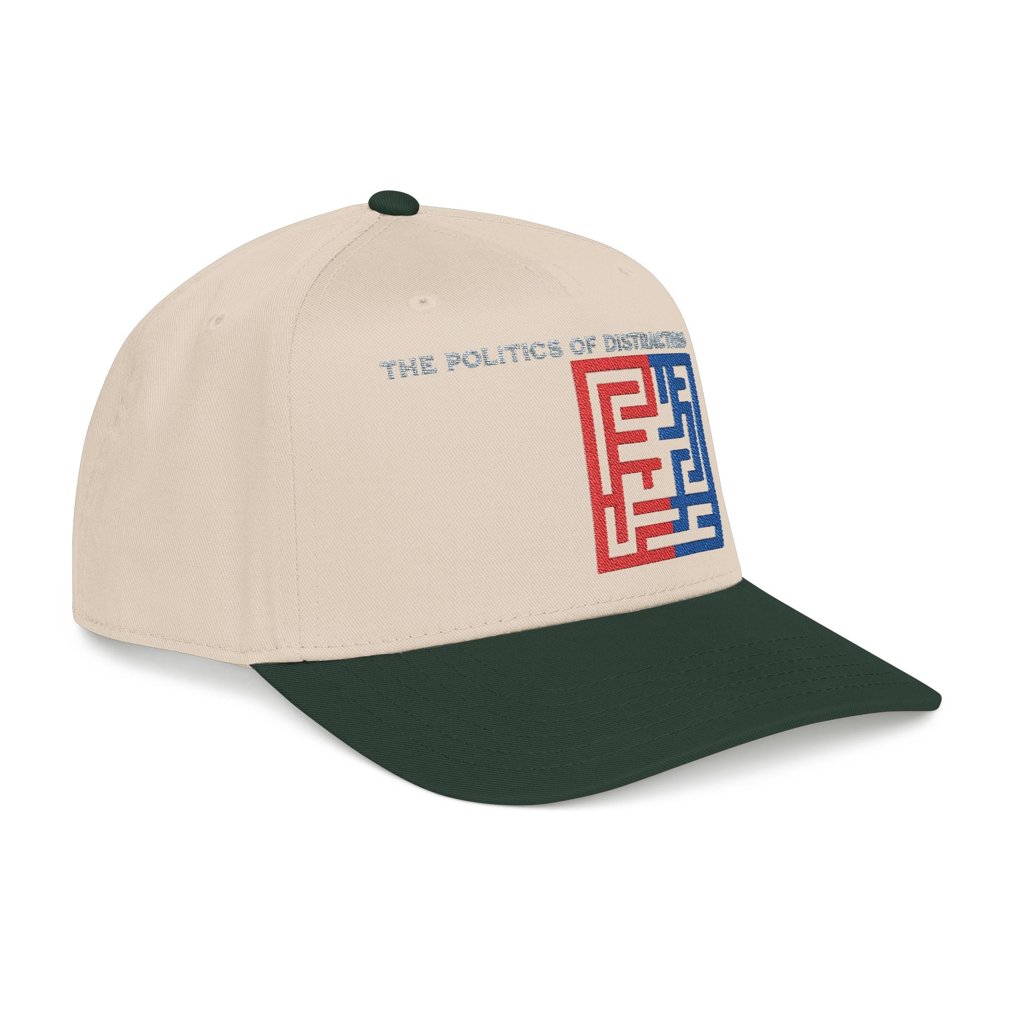 "The Politics Of Distraction" Maze - Mid Profile Baseball Cap — Red & Blue Labyrinth Design