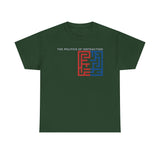 The Politics of Distraction Maze Tee — Red & Blue Graphic T-Shirt