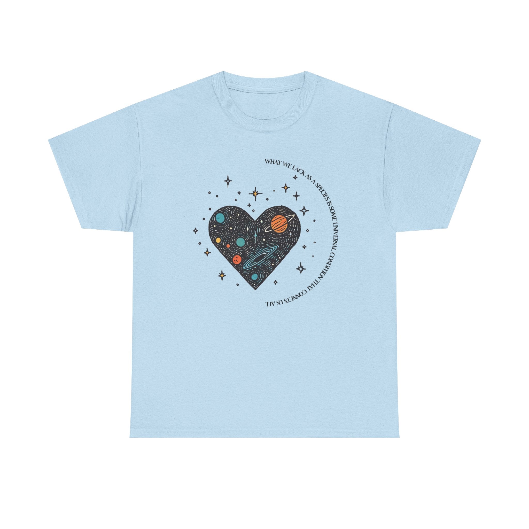 The Very Real Cosmic Connection — Heart Nebula Graphic Tee with Black Text