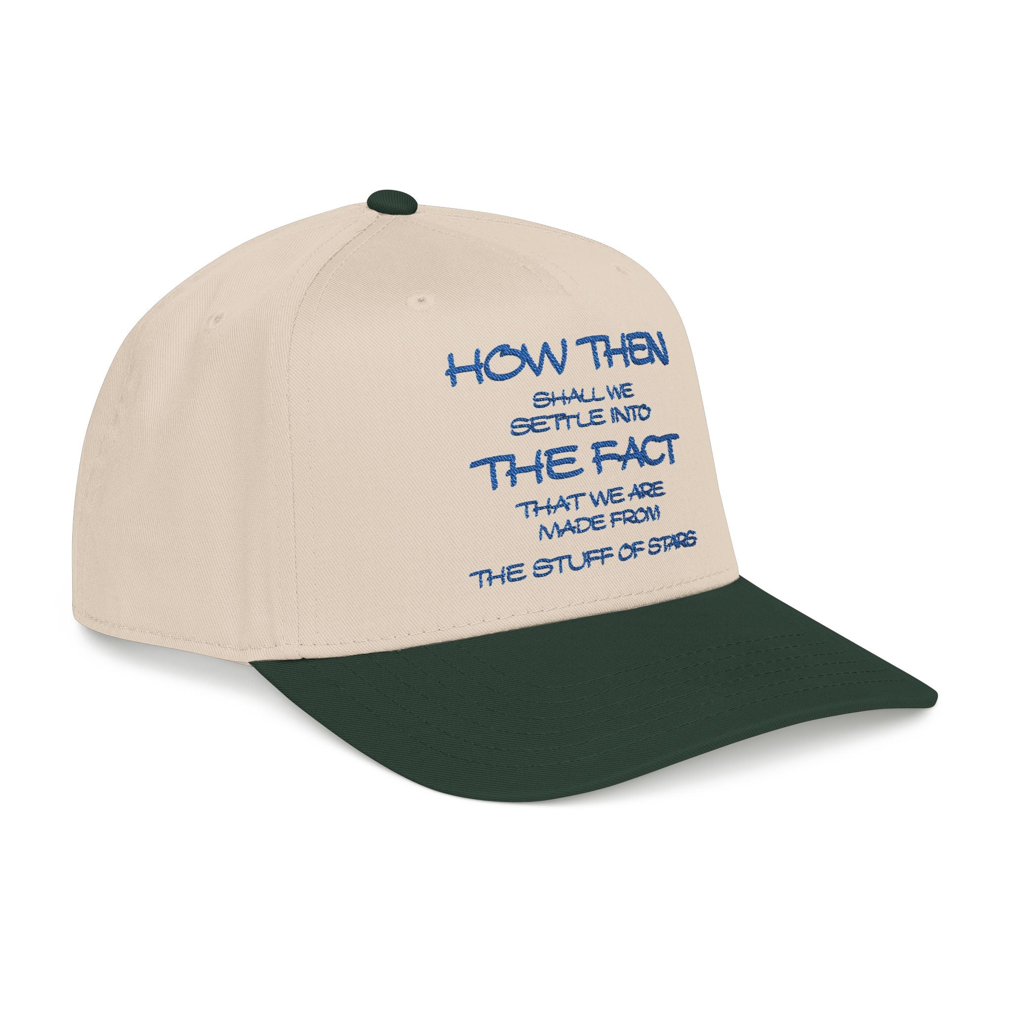 "How Then Shall We Settle Into the Fact that we are made of star stuff." Embroidered Baseball Cap