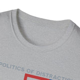 The Politics of Distraction Maze Tee — Red & Blue Graphic T-Shirt
