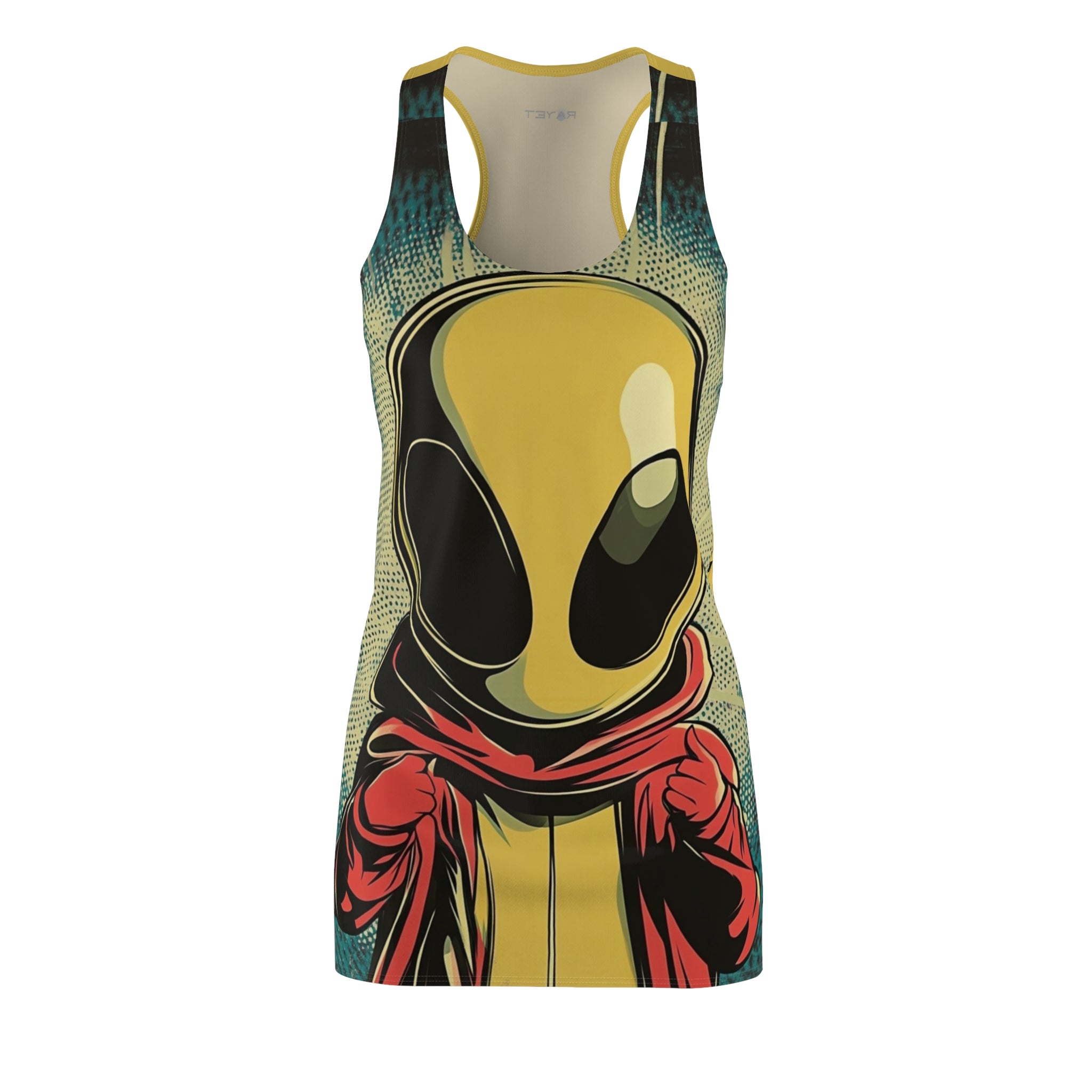 Little Red Hoodie Alien Women's Cut & Sew Racerback Dress (AOP)