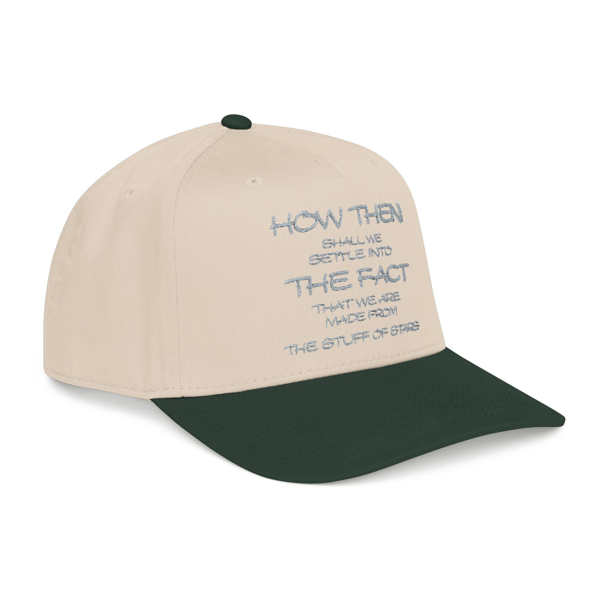 "How Then Shall We Settle Into the Fact that we are made of star stuff." Embroidered Baseball Cap