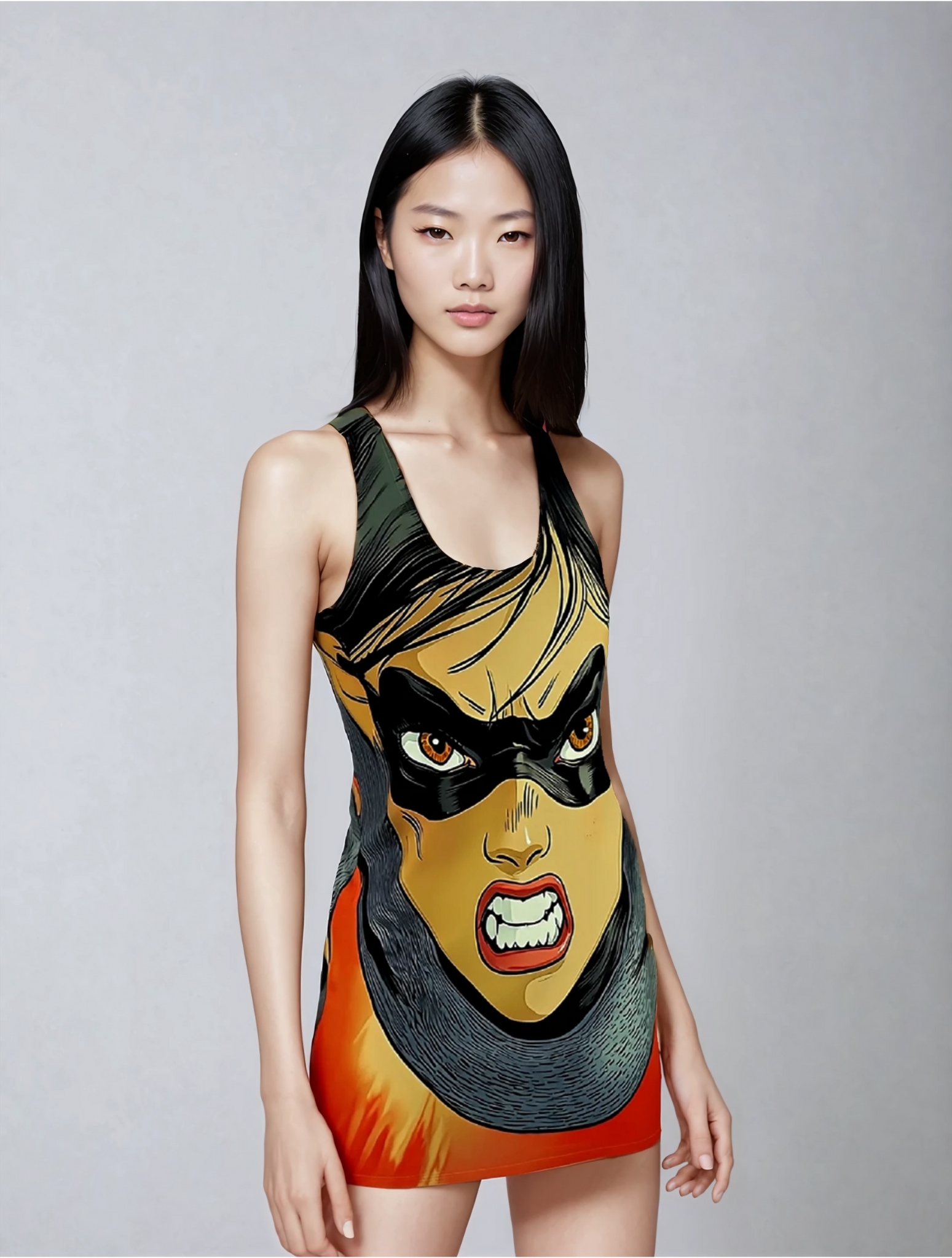 Super Mercury Mei Comet Women's Cut & Sew Racerback Dress (AOP)