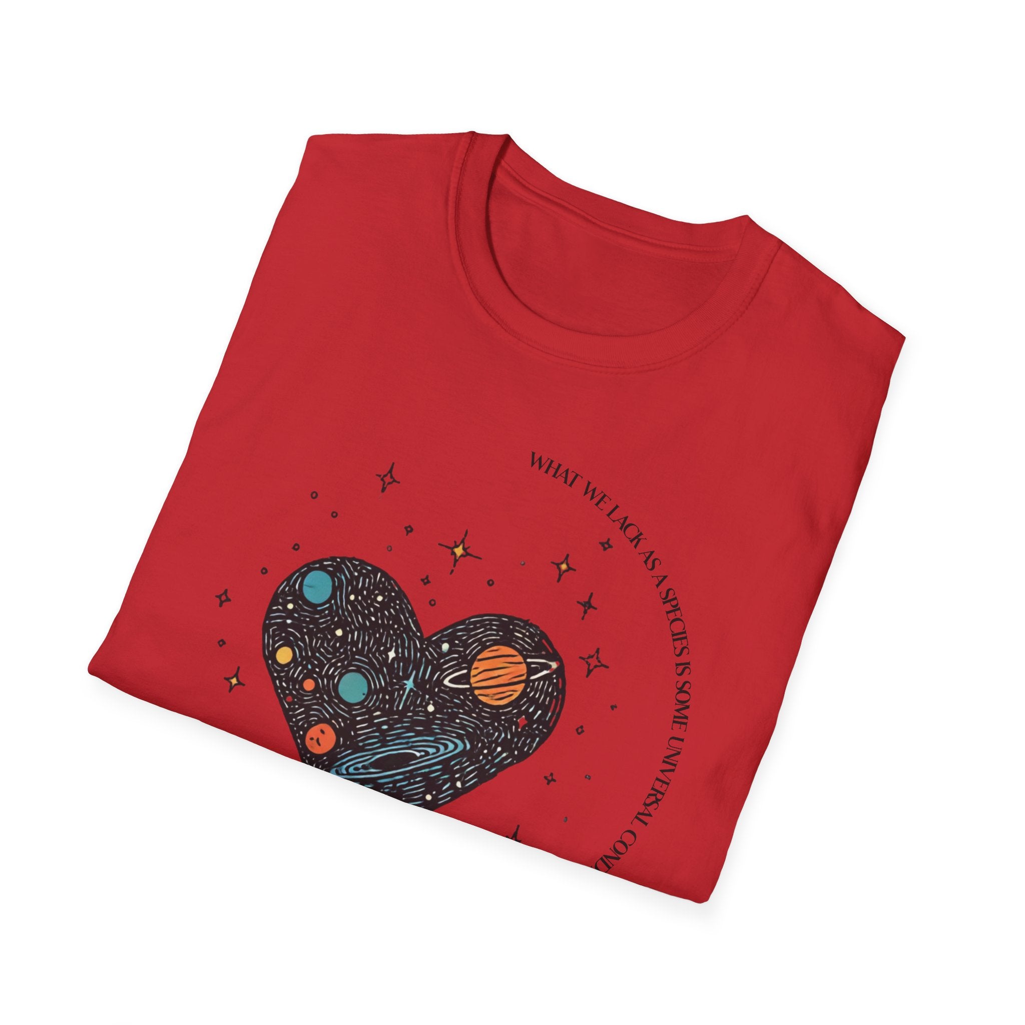 The Very Real Cosmic Connection — Heart Nebula Graphic Tee with Black Text