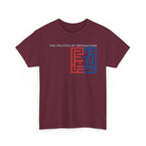 The Politics of Distraction Maze Tee — Red & Blue Graphic T-Shirt
