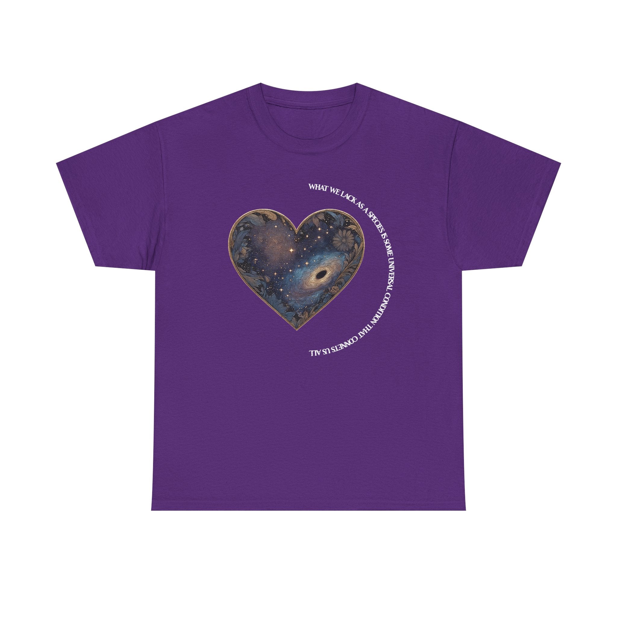 The Very Real Cosmic Connection — Heart Nebula Graphic Tee with White Text