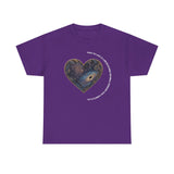 The Very Real Cosmic Connection — Heart Nebula Graphic Tee with White Text