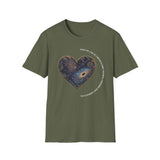 The Very Real Cosmic Connection — Heart Nebula Graphic Tee with White Text