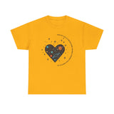 The Very Real Cosmic Connection — Heart Nebula Graphic Tee with Black Text