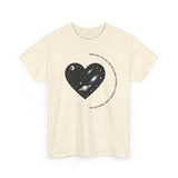 The Very Real Cosmic Connection — Heart Nebula Graphic Tee with Black Text
