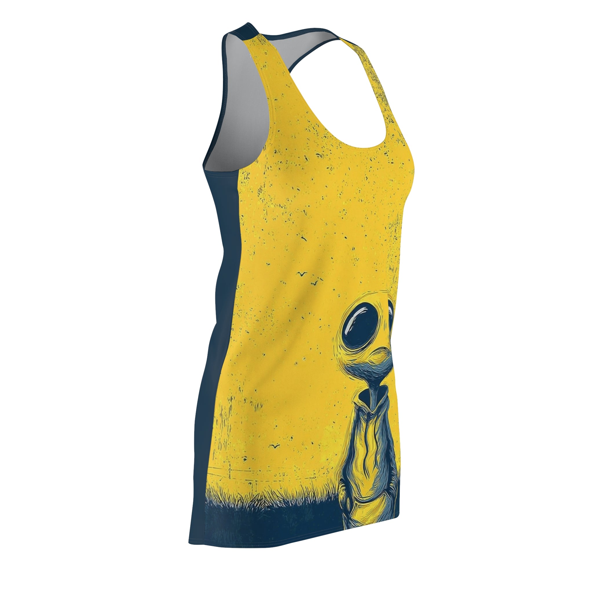 Yellow Plains Alien Women's Cut & Sew Racerback Dress (AOP)
