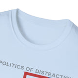 The Politics of Distraction Maze Tee — Red & Blue Graphic T-Shirt