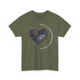 The Very Real Cosmic Connection — Heart Nebula Graphic Tee with White Text