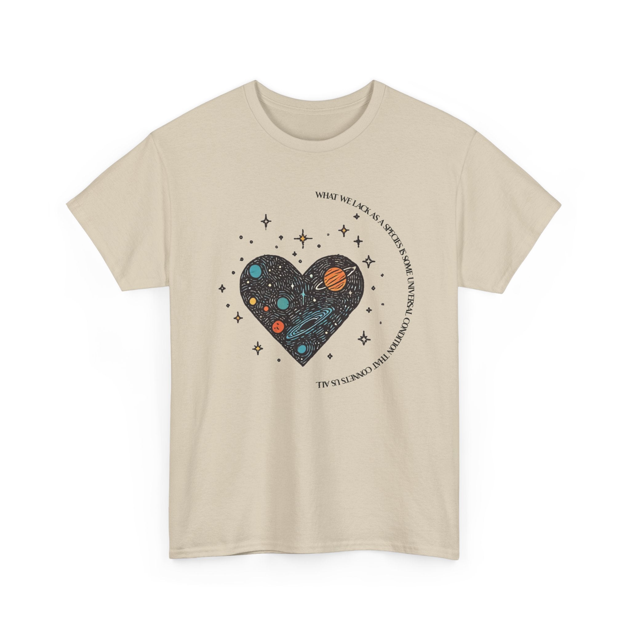 The Very Real Cosmic Connection — Heart Nebula Graphic Tee with Black Text