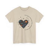 The Very Real Cosmic Connection — Heart Nebula Graphic Tee with Black Text