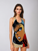 Interesting Iris Women's Cut & Sew Racerback Dress (AOP)