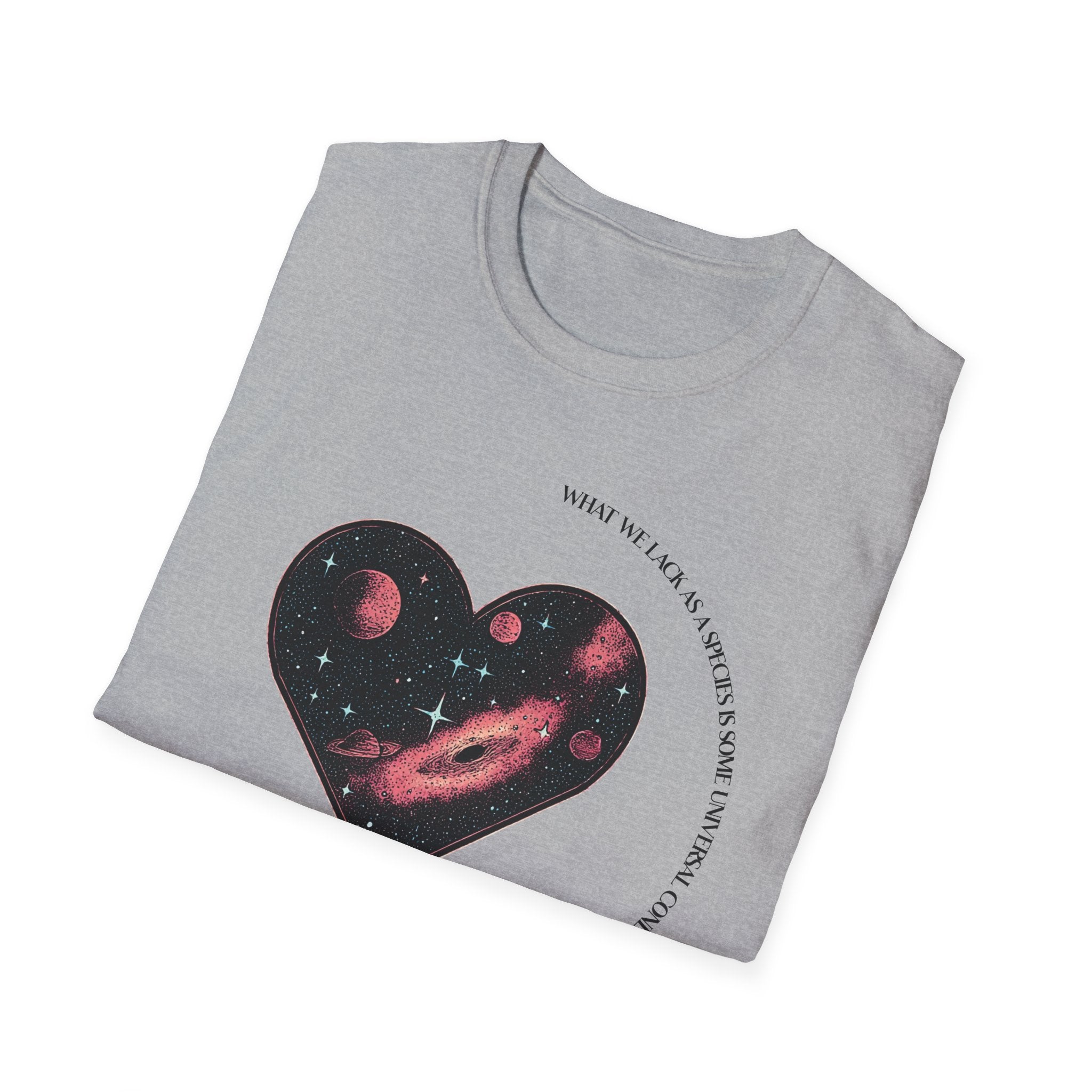 The Very Real Cosmic Connection — Heart Nebula Graphic Tee with Black Text