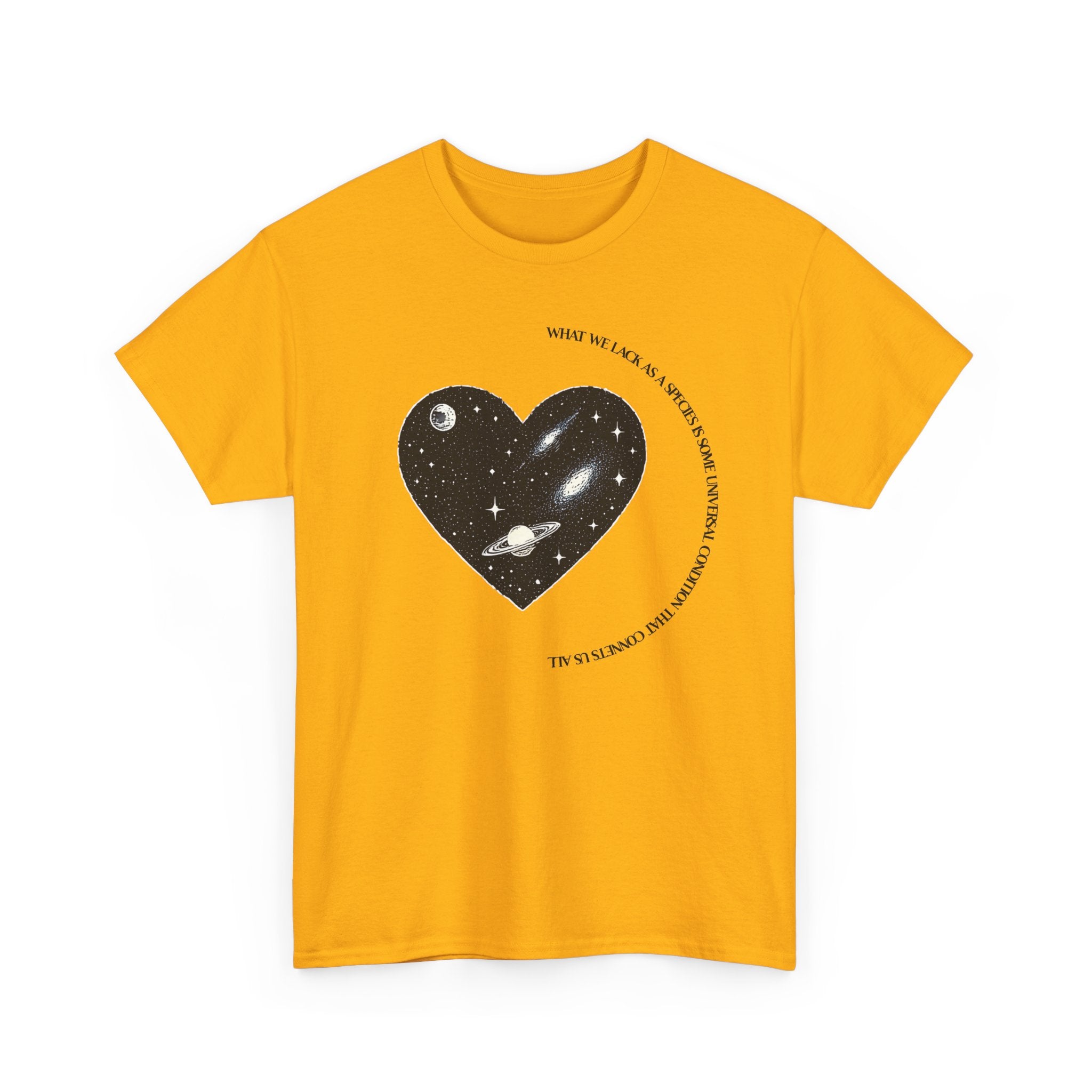 The Very Real Cosmic Connection — Heart Nebula Graphic Tee with Black Text