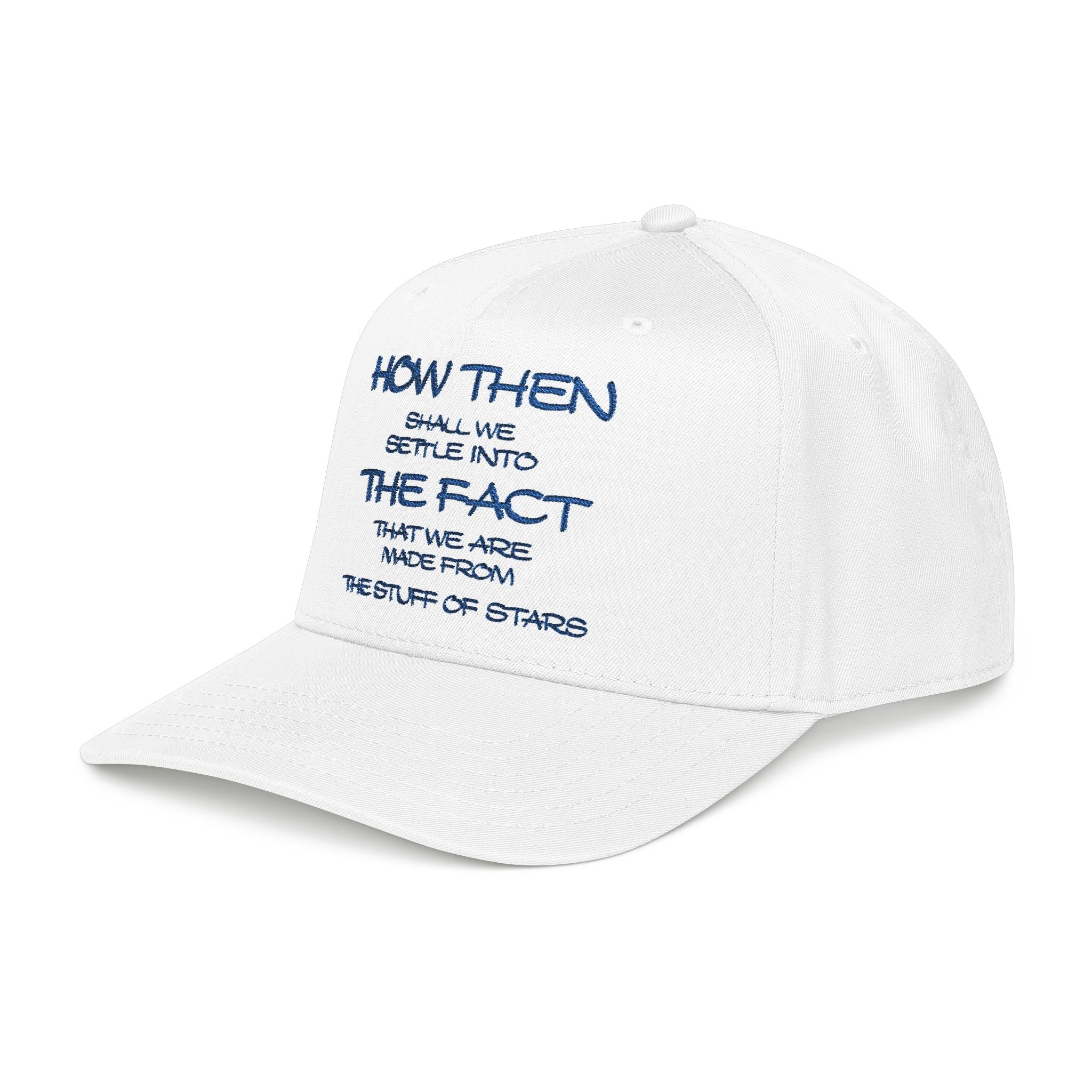 "How Then Shall We Settle Into the Fact that we are made of star stuff." Embroidered Baseball Cap