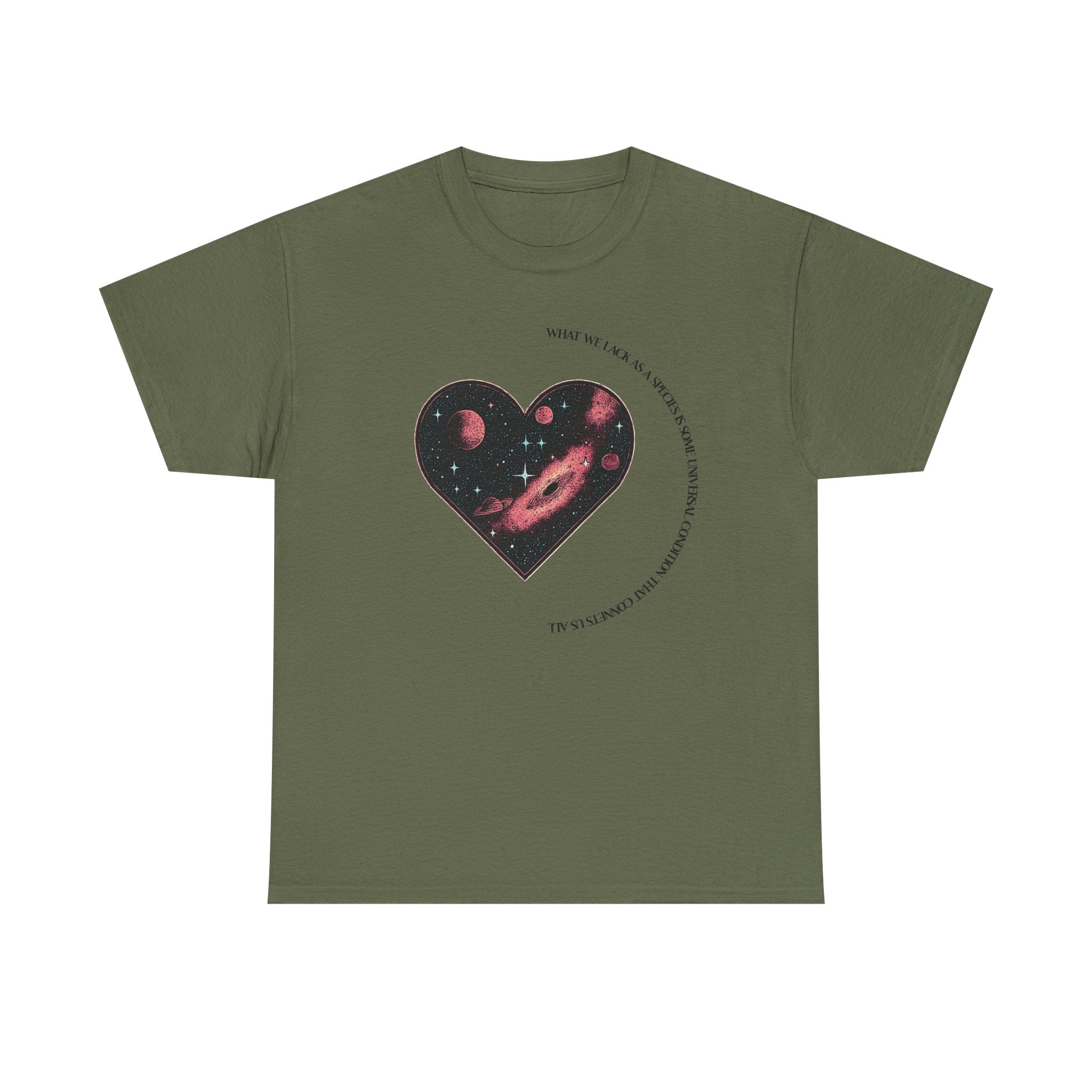 The Very Real Cosmic Connection — Heart Nebula Graphic Tee with Black Text