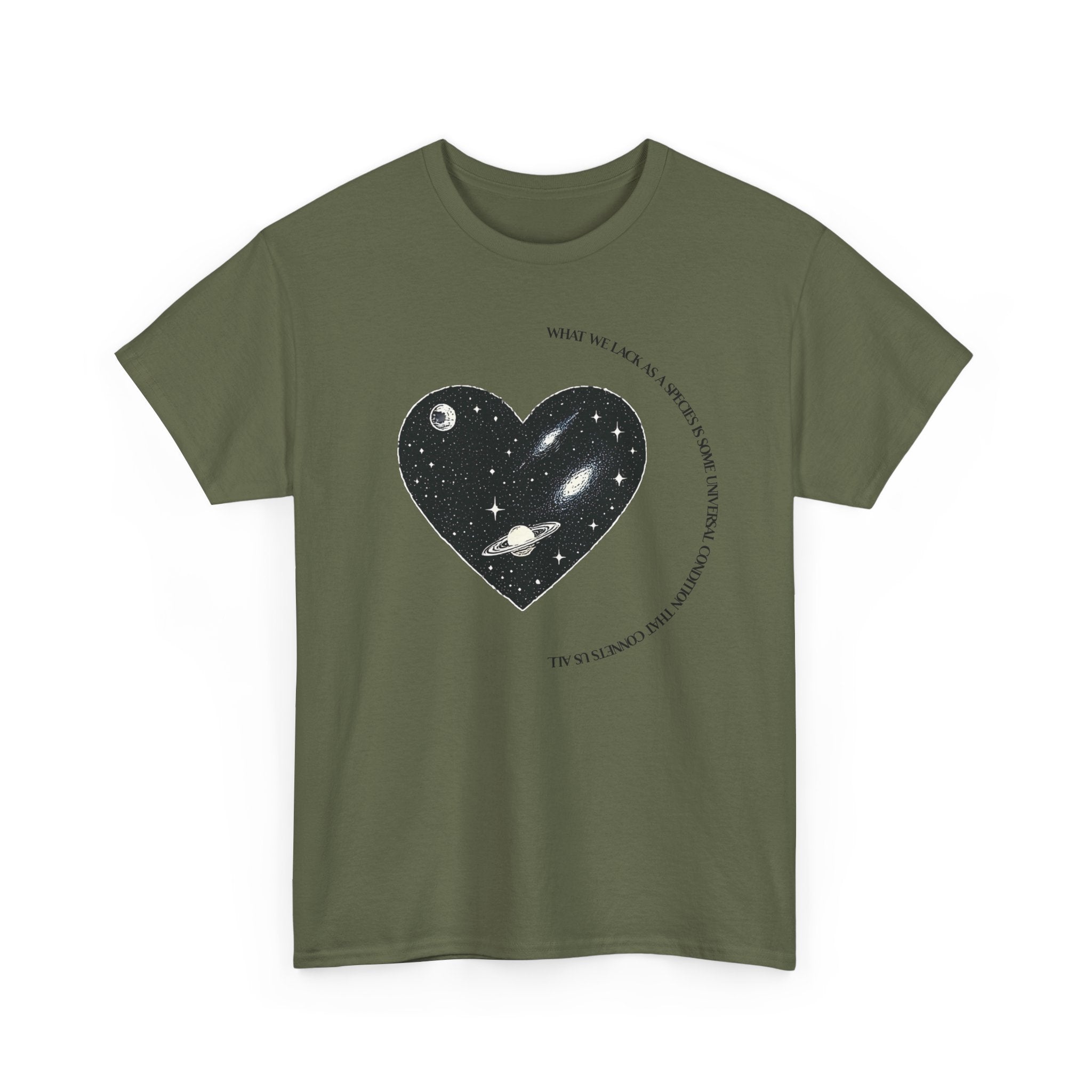 The Very Real Cosmic Connection — Heart Nebula Graphic Tee with Black Text